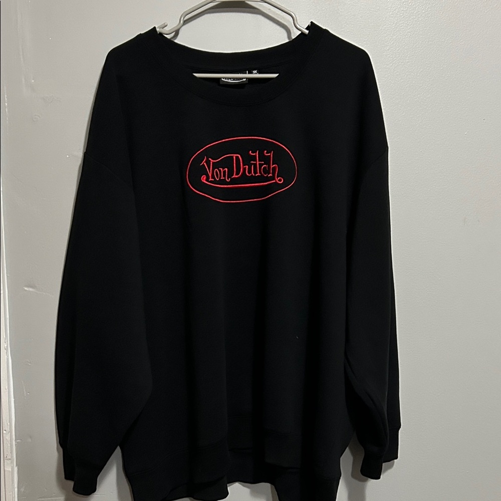 Von Dutch Black Pullover with Red Emblem